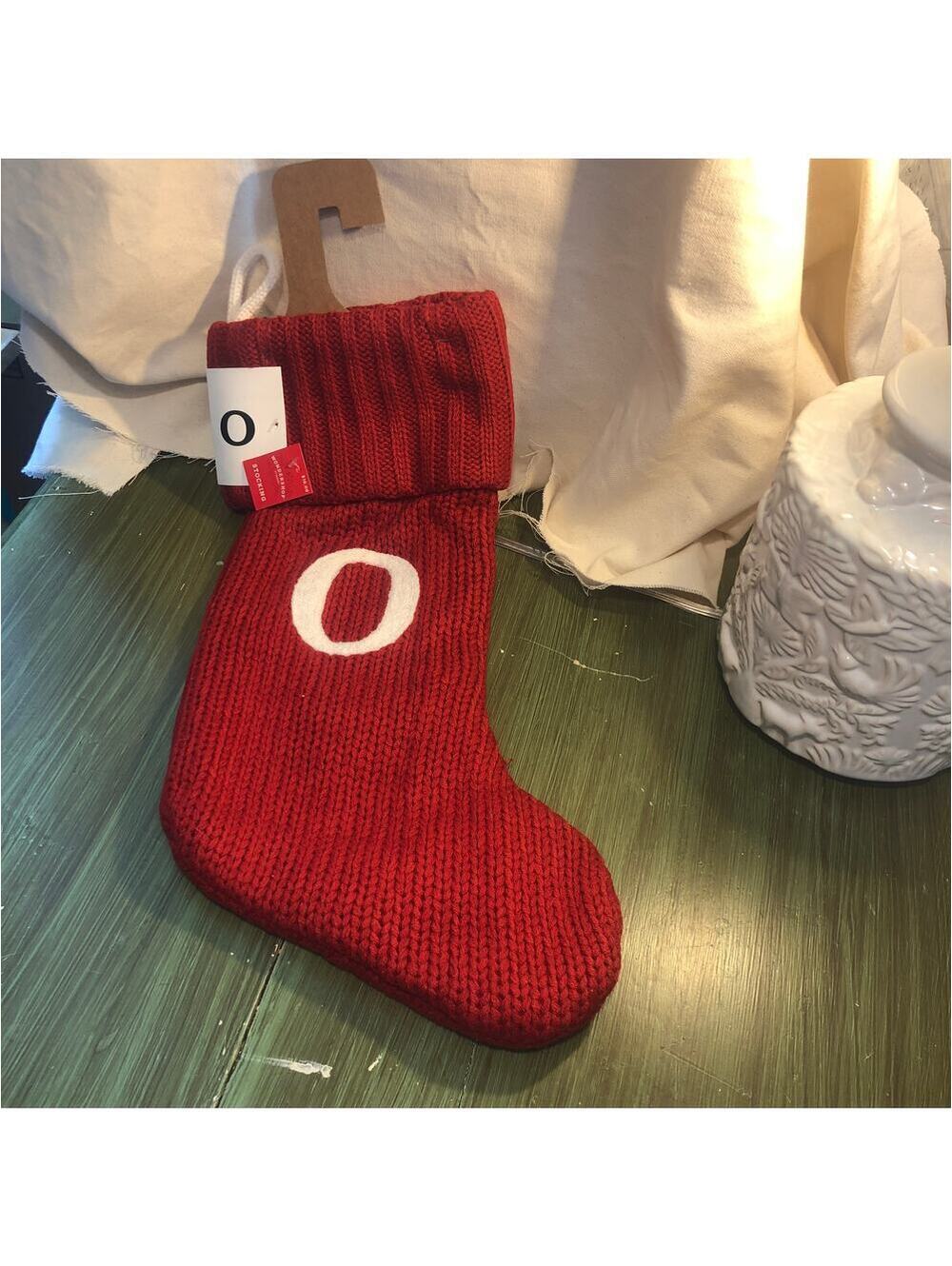 Wondershop NWT Red Monogrammed "O"  Knit Christmas Stocking